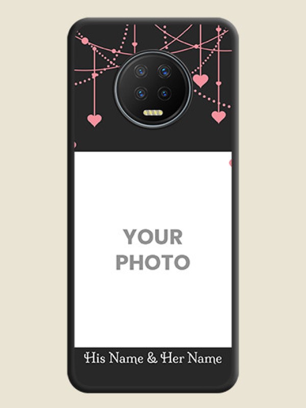 Custom Pink Love Hangings with Text on Space Black Custom Soft Matte Back Cover - Infinix Note 7 - alternate view