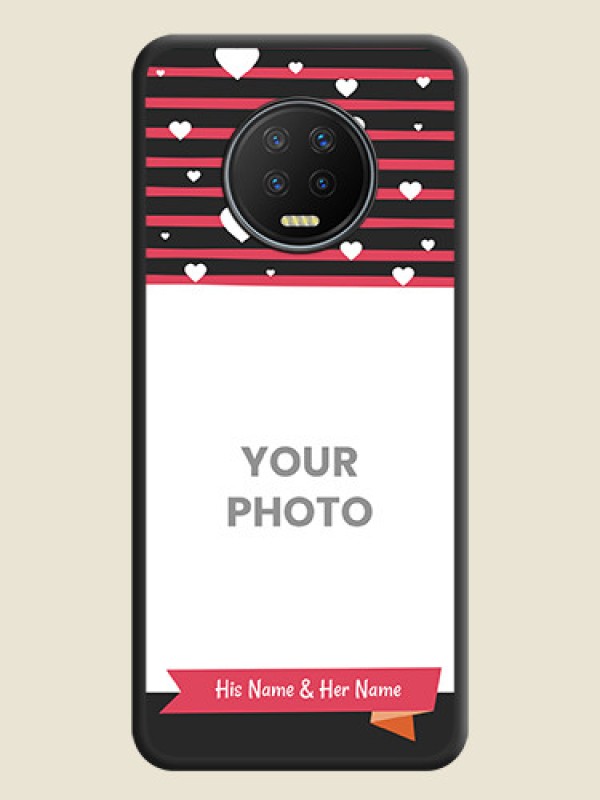 Custom White Color Love Symbols with Pink Lines Pattern on Space Black Custom Soft Matte Phone Cases - Infinix Note 7 - alternate view