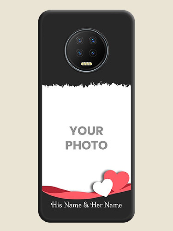 Custom Pin Color Love Shaped Ribbon Design with Text on Space Black Custom Soft Matte Phone Back Cover - Infinix Note 7 - alternate view