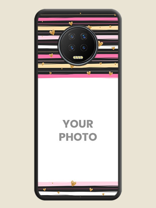 Custom Multicolor Lines and Golden Love Symbols Design on Photo on Space Black Soft Matte Mobile Cover - Infinix Note 7 - alternate view