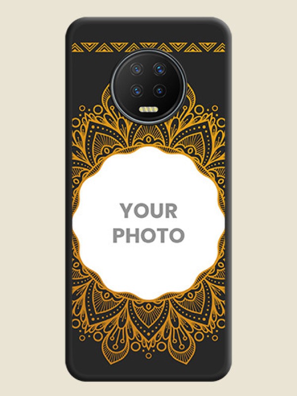 Custom Round Image with Floral Design on Photo on Space Black Soft Matte Mobile Cover - Infinix Note 7 - alternate view