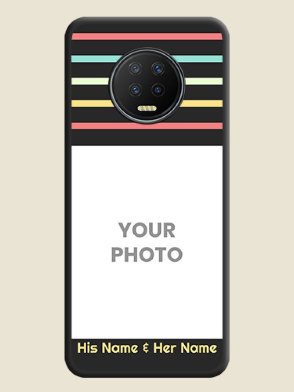 Custom Color Stripes with Photo and Text on Photo on Space Black Soft Matte Mobile Case - Infinix Note 7 - alternate view