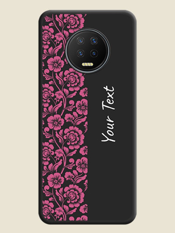 Custom Pink Floral Pattern Design With Custom Text On Space Black Personalized Soft Matte Phone Covers -Infinix Note 7 - alternate view