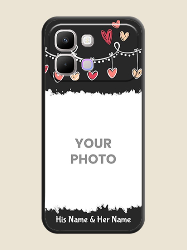 Custom Pink Love Hangings with Name On Space Black Custom Soft Matte Mobile Back Cover - Infinix Note Edge 5G - alternate view