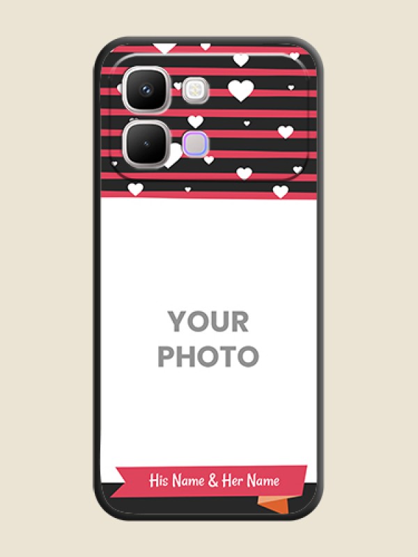 Custom White Color Love Symbols with Pink Lines Pattern On Space Black Custom Soft Matte Mobile Back Cover - Infinix Note Edge 5G - alternate view