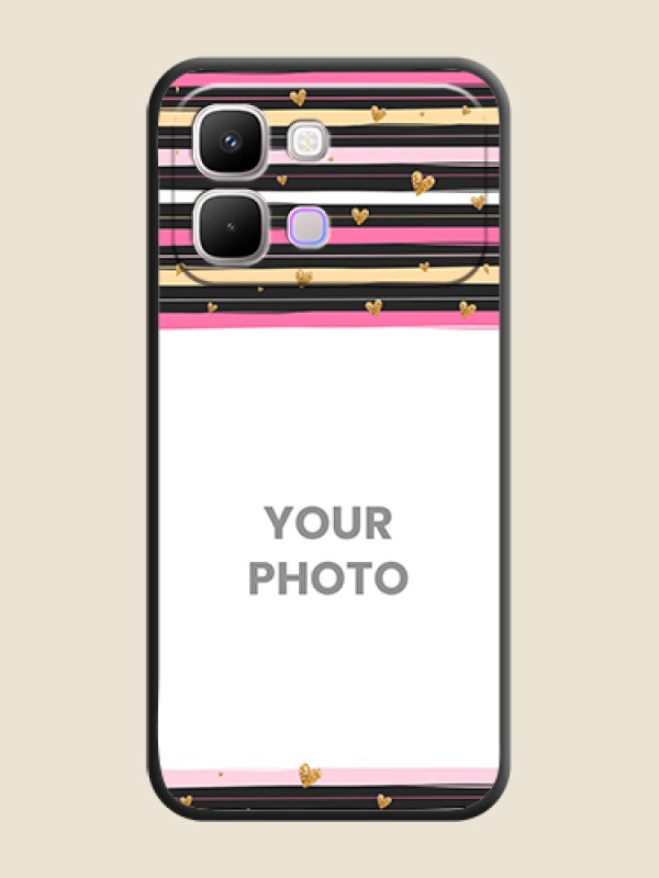 Custom Multicolor Lines and Golden Love Symbols Design on Photo On Space Black Custom Soft Matte Mobile Back Cover - Infinix Note Edge 5G - alternate view