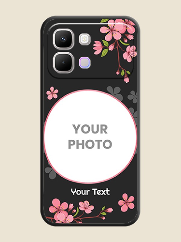 Custom Round Image with Pink Color Floral Design on Photo On Space Black Custom Soft Matte Mobile Back Cover - Infinix Note Edge 5G - alternate view