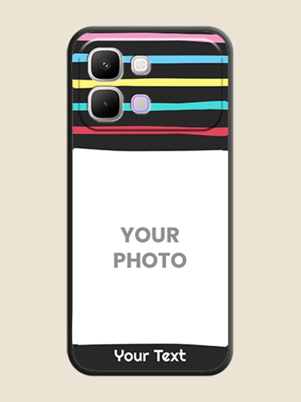 Custom Multicolor Lines with Image On Space Black Custom Soft Matte Mobile Back Cover - Infinix Note Edge 5G - alternate view