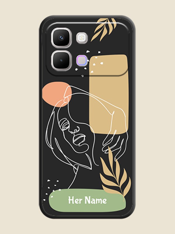 Custom Custom Text With Line Art Of Women & Leaves Design On Space Black Custom Soft Matte Mobile Back Cover - Infinix Note Edge 5G - alternate view