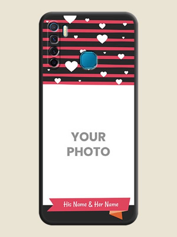 Custom White Color Love Symbols with Pink Lines Pattern on Space Black Custom Soft Matte Phone Cases - Infinix S5 Lite - alternate view