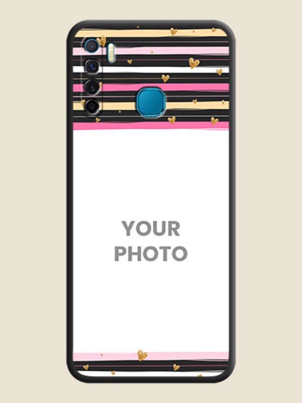 Custom Multicolor Lines and Golden Love Symbols Design on Photo on Space Black Soft Matte Mobile Cover - Infinix S5 Lite - alternate view