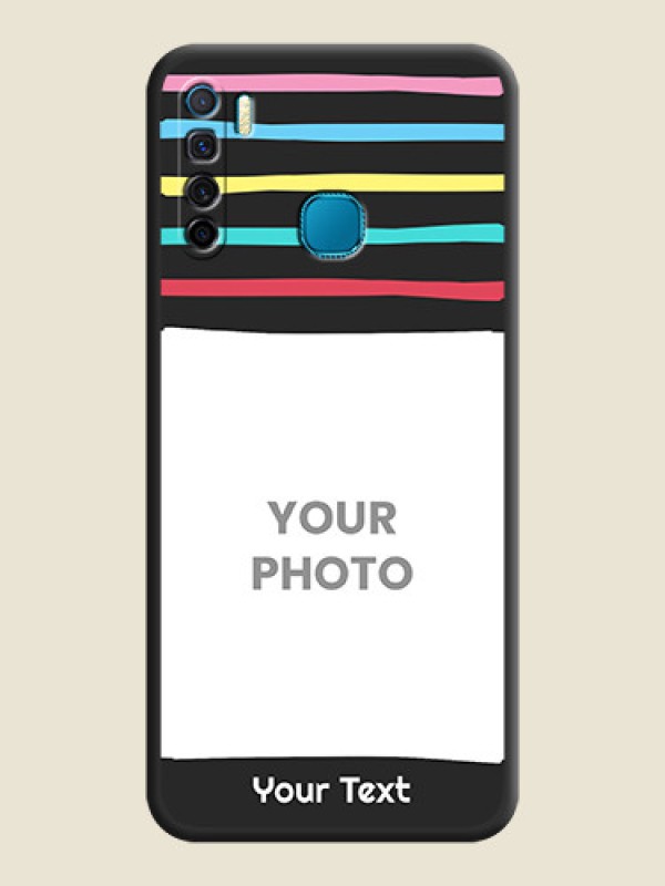 Custom Multicolor Lines with Image on Space Black Personalized Soft Matte Phone Covers - Infinix S5 Lite - alternate view
