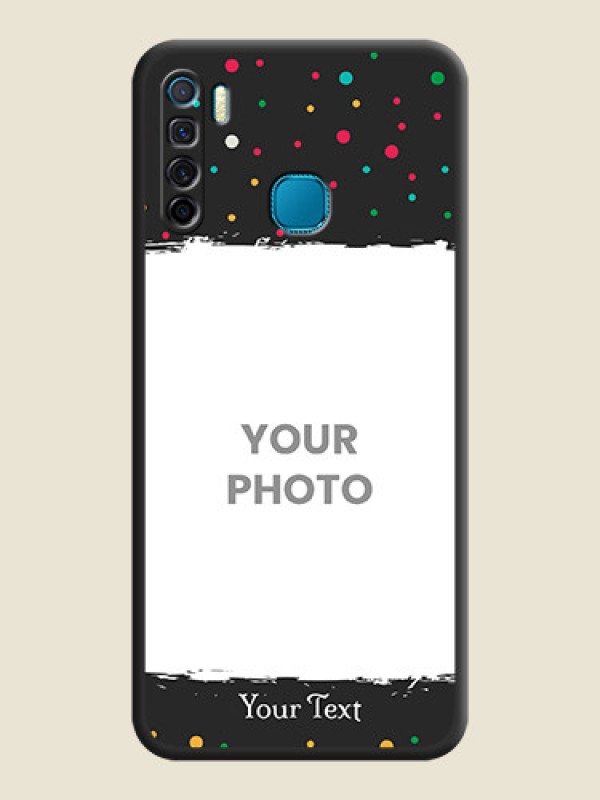 Custom Multicolor Dotted Pattern with Text on Space Black Custom Soft Matte Phone Back Cover - Infinix S5 Lite - alternate view