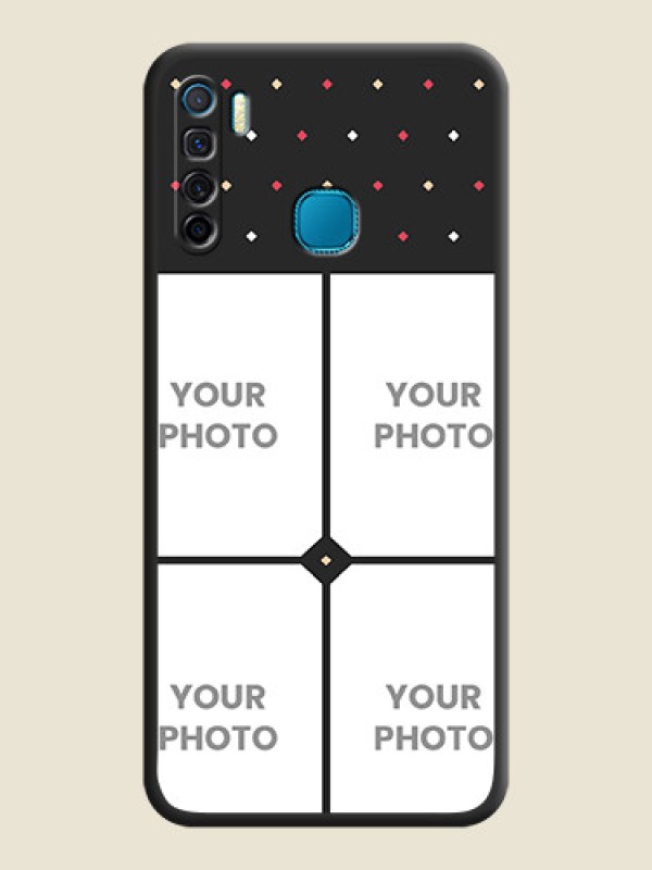 Custom Multicolor Dotted Pattern with 4 Image Holder on Space Black Custom Soft Matte Phone Cases - Infinix S5 Lite - alternate view