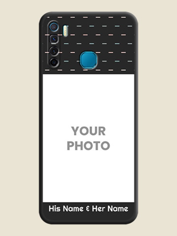 Custom Line Pattern Design with Text on Space Black Custom Soft Matte Phone Back Cover - Infinix S5 Lite - alternate view