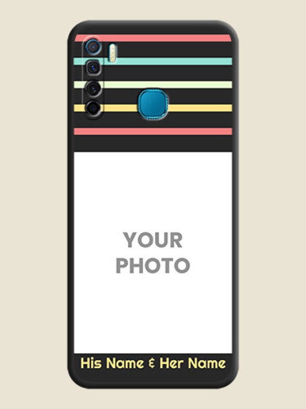 Custom Color Stripes with Photo and Text on Photo on Space Black Soft Matte Mobile Case - Infinix S5 Lite - alternate view