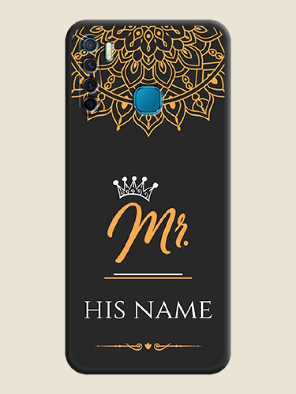 Custom Mr Name with Floral Design  on Personalised Space Black Soft Matte Cases - Infinix S5 Lite - alternate view