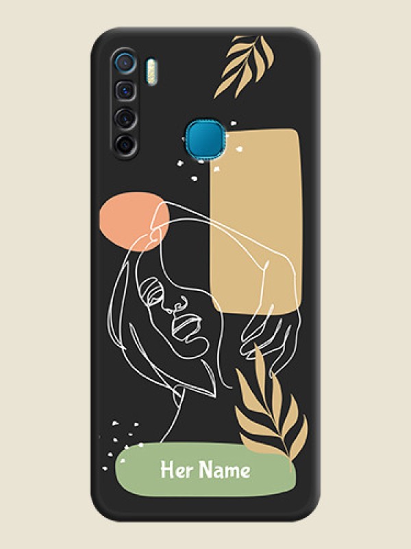 Custom Custom Text With Line Art Of Women & Leaves Design On Space Black Personalized Soft Matte Phone Covers -Infinix S5 Lite - alternate view