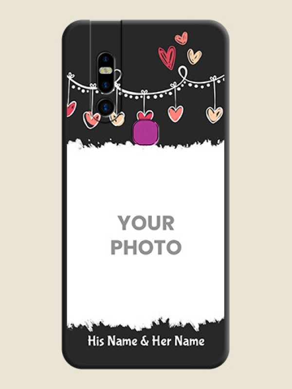 Custom Pink Love Hangings with Name on Space Black Custom Soft Matte Phone Cases - Infinix S5 Pro - alternate view