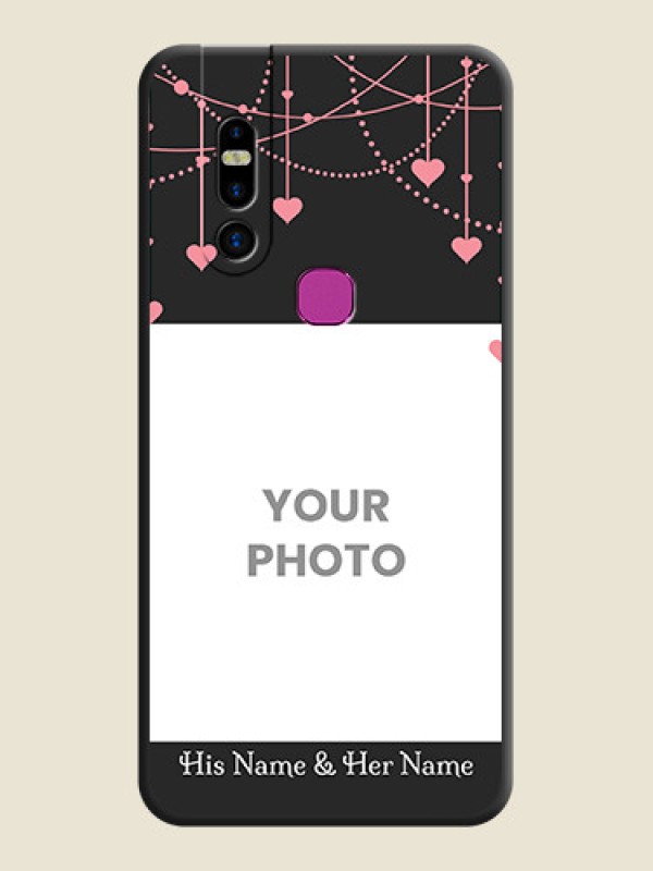 Custom Pink Love Hangings with Text on Space Black Custom Soft Matte Back Cover - Infinix S5 Pro - alternate view