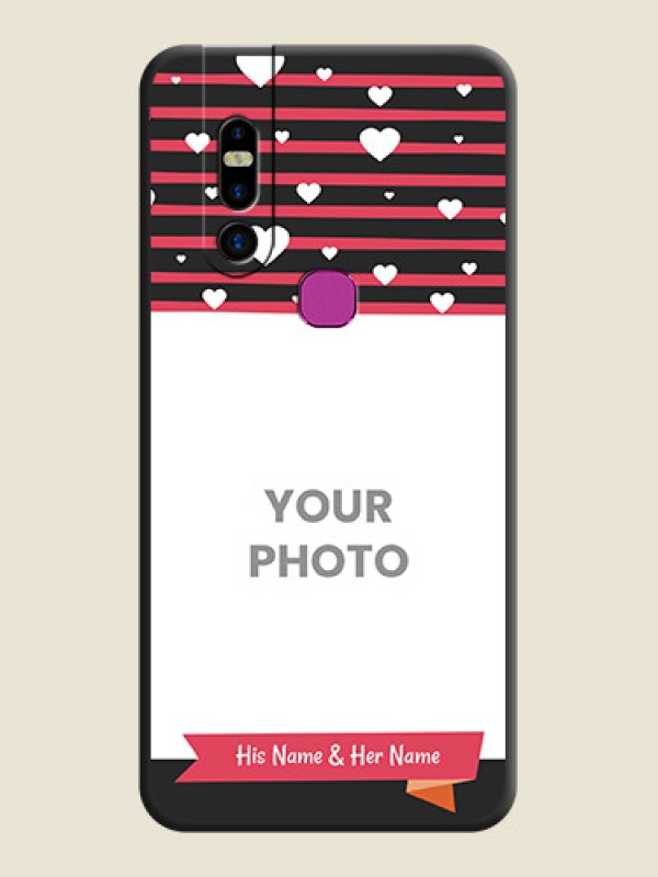 Custom White Color Love Symbols with Pink Lines Pattern on Space Black Custom Soft Matte Phone Cases - Infinix S5 Pro - alternate view