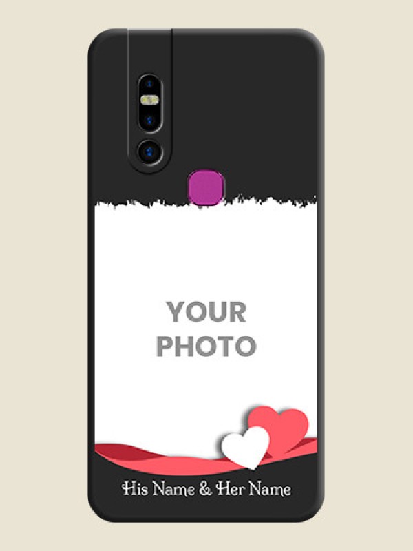 Custom Pink Color Love Shaped Ribbon Design with Text on Space Black Custom Soft Matte Phone Back Cover - Infinix S5 Pro - alternate view