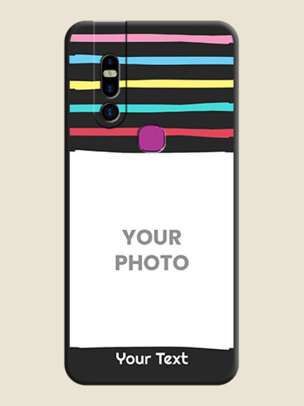 Custom Multicolor Lines with Image on Space Black Personalized Soft Matte Phone Covers - Infinix S5 Pro - alternate view