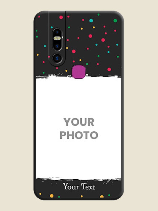 Custom Multicolor Dotted Pattern with Text on Space Black Custom Soft Matte Phone Back Cover - Infinix S5 Pro - alternate view