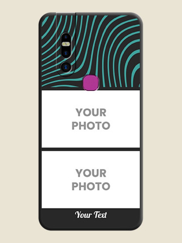Custom Wave Pattern with 2 Image Holder on Space Black Personalized Soft Matte Phone Covers - Infinix S5 Pro - alternate view
