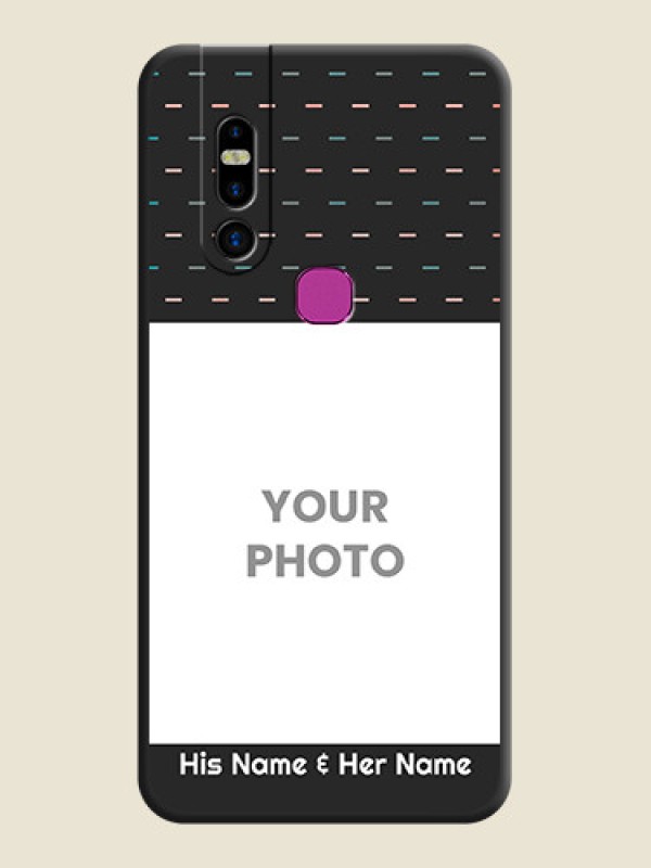 Custom Line Pattern Design with Text on Space Black Custom Soft Matte Phone Back Cover - Infinix S5 Pro - alternate view