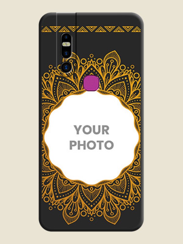 Custom Round Image with Floral Design - Photo on Space Black Soft Matte Mobile Cover - Infinix S5 Pro - alternate view