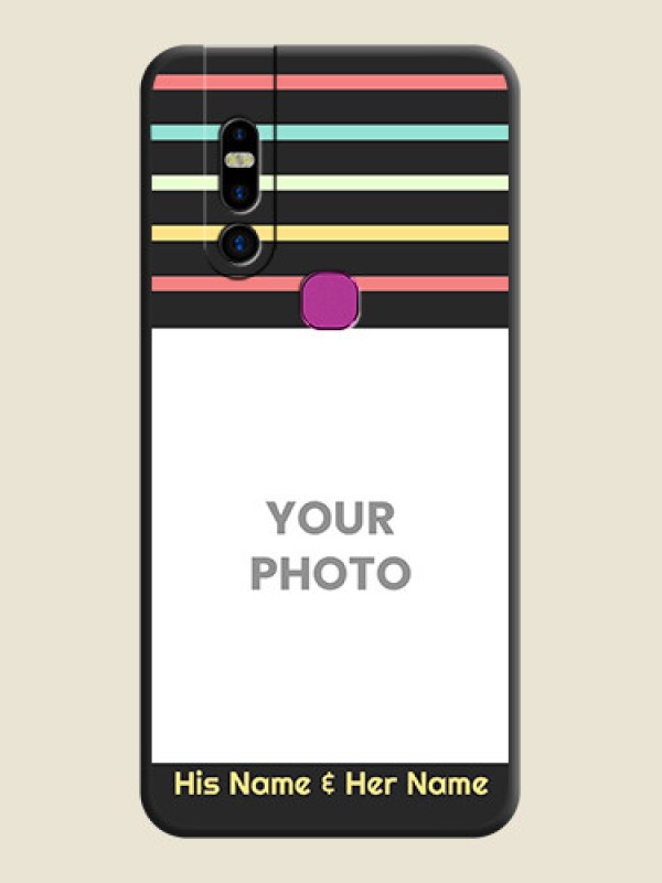 Custom Color Stripes with Photo and Text - Photo on Space Black Soft Matte Mobile Case - Infinix S5 Pro - alternate view