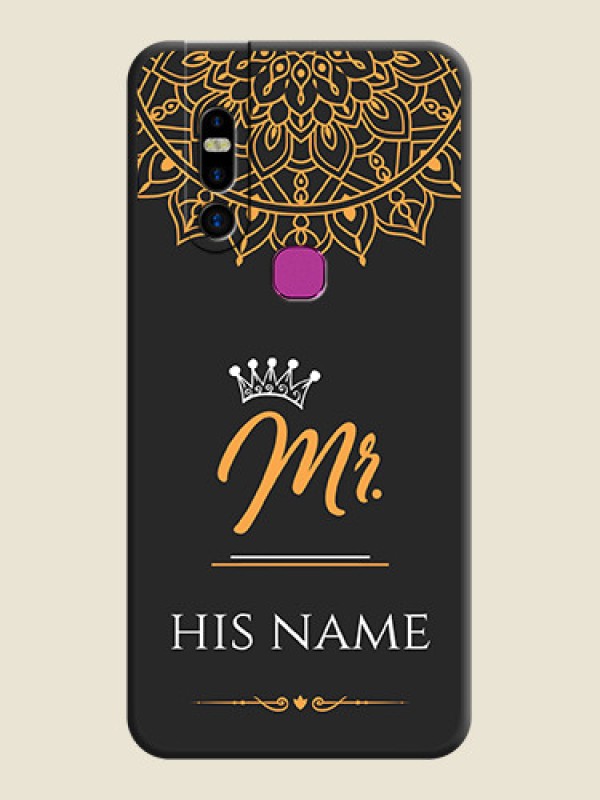 Custom Mr Name with Floral Design on Personalised Space Black Soft Matte Cases - Infinix S5 Pro - alternate view