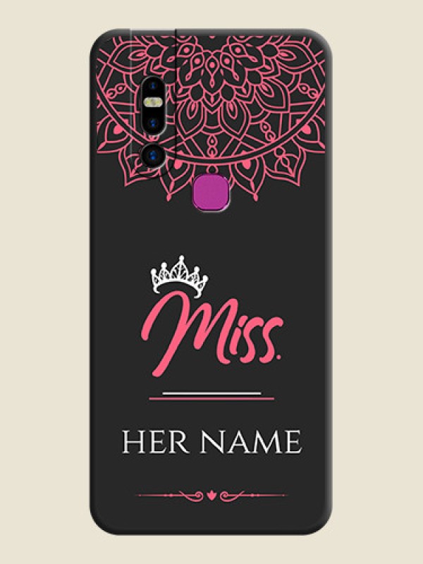 Custom Mrs Name with Floral Design on Space Black Personalized Soft Matte Phone Covers - Infinix S5 Pro - alternate view