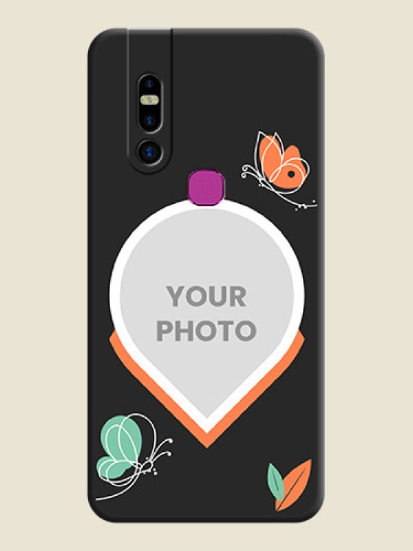 Custom Upload Pic With Simple Butterly Design On Space Black Personalized Soft Matte Phone Covers - Infinix S5 Pro - alternate view