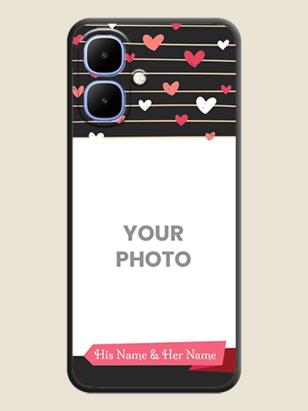 Custom Love Pattern with Name on Pink Ribbon on Photo On Space Black Custom Soft Matte Mobile Back Cover - Infinix Smart 10 - alternate view