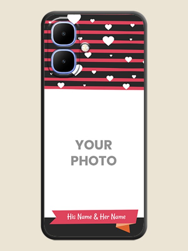 Custom White Color Love Symbols with Pink Lines Pattern On Space Black Custom Soft Matte Mobile Back Cover - Infinix Smart 10 - alternate view