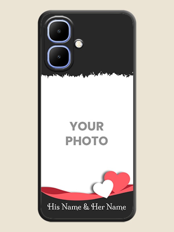 Custom Pin Color Love Shaped Ribbon Design with Text On Space Black Custom Soft Matte Mobile Back Cover - Infinix Smart 10 - alternate view