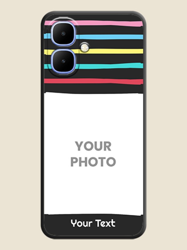 Custom Multicolor Lines with Image On Space Black Custom Soft Matte Mobile Back Cover - Infinix Smart 10 - alternate view