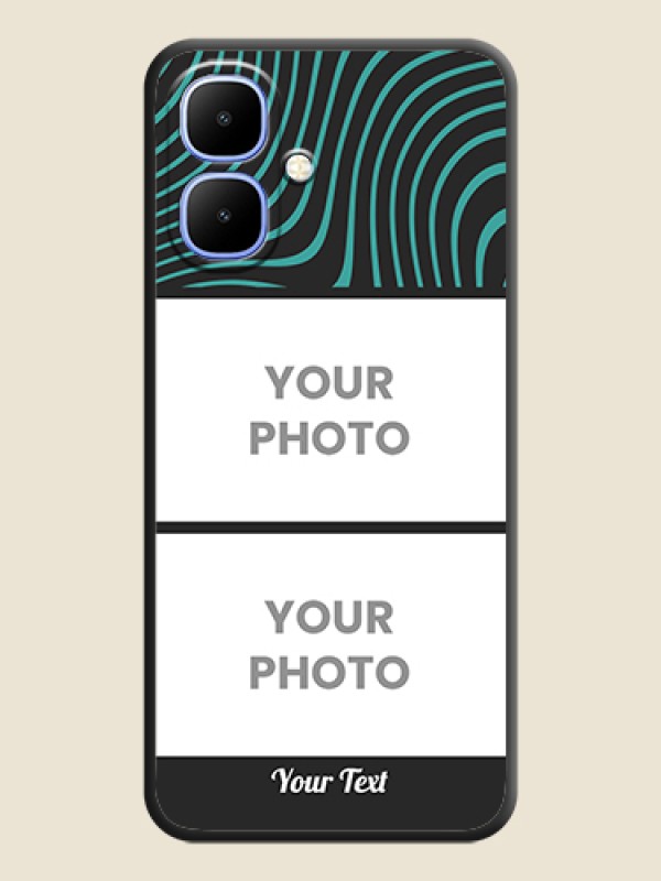 Custom Wave Pattern with 2 Image Holder On Space Black Custom Soft Matte Mobile Back Cover - Infinix Smart 10 - alternate view