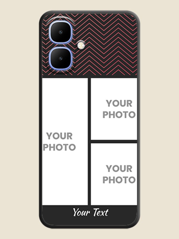 Custom Wave Pattern with 3 Image Holder On Space Black Custom Soft Matte Mobile Back Cover - Infinix Smart 10 - alternate view