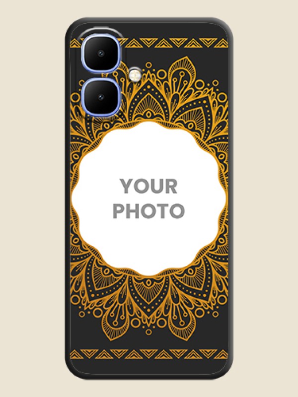 Custom Round Image with Floral Design On Space Black Custom Soft Matte Mobile Back Cover - Infinix Smart 10 - alternate view