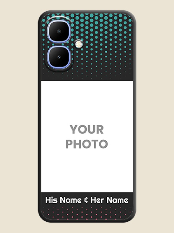 Custom Faded Dots with Grunge Photo Frame and Text On Space Black Custom Soft Matte Mobile Back Cover - Infinix Smart 10 - alternate view