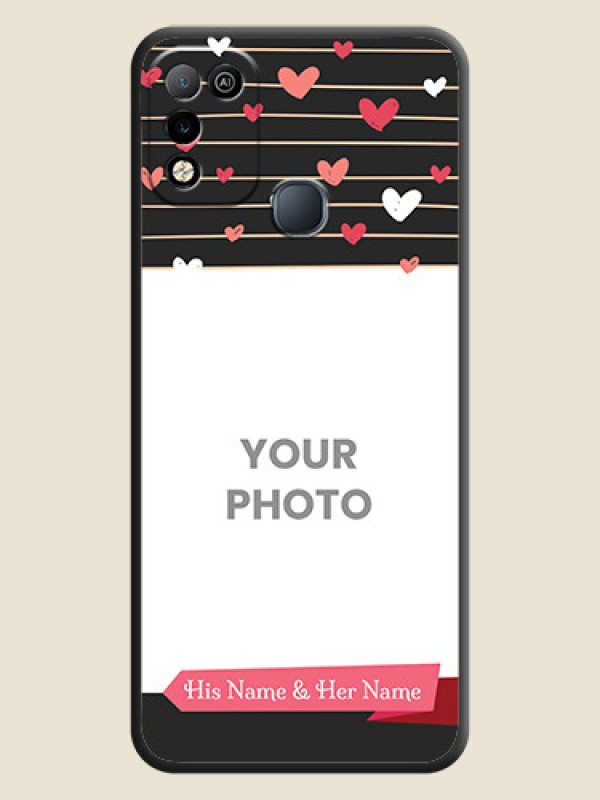 Custom Love Pattern with Name on Pink Ribbon on Photo on Space Black Soft Matte Back Cover - Infinix Smart 5 - alternate view