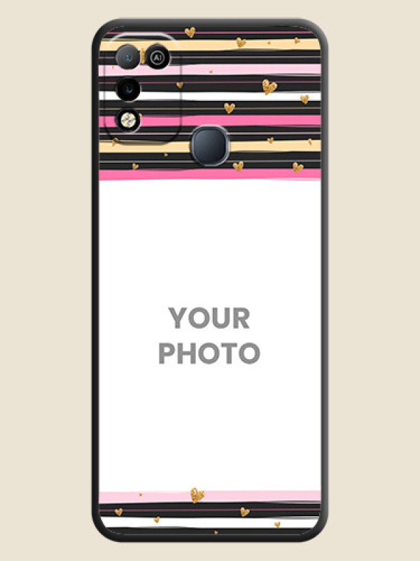 Custom Multicolor Lines and Golden Love Symbols Design on Photo on Space Black Soft Matte Mobile Cover - Infinix Smart 5 - alternate view