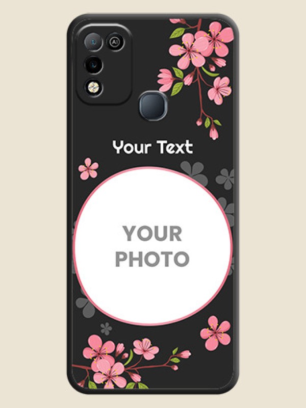 Custom Round Image with Pink Color Floral Design on Photo on Space Black Soft Matte Back Cover - Infinix Smart 5 - alternate view