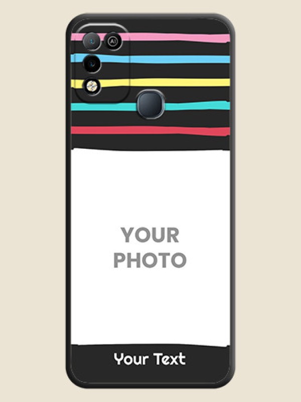 Custom Multicolor Lines with Image on Space Black Personalized Soft Matte Phone Covers - Infinix Smart 5 - alternate view