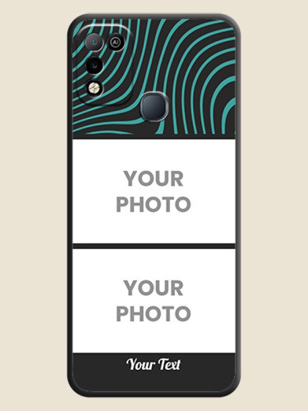 Custom Wave Pattern with 2 Image Holder on Space Black Personalized Soft Matte Phone Covers - Infinix Smart 5 - alternate view