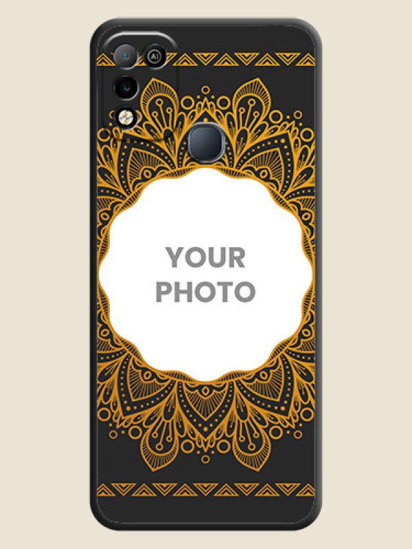 Custom Round Image with Floral Design on Photo on Space Black Soft Matte Mobile Cover - Infinix Smart 5 - alternate view
