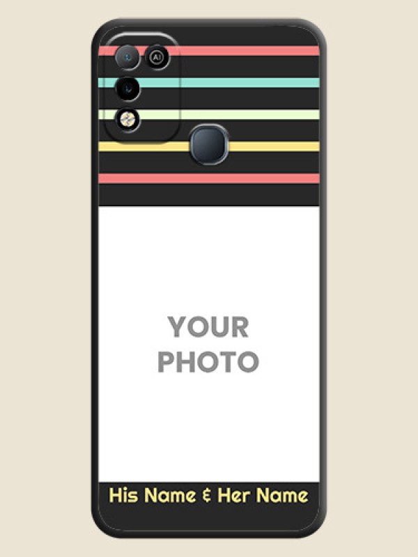 Custom Color Stripes with Photo and Text on Photo on Space Black Soft Matte Mobile Case - Infinix Smart 5 - alternate view